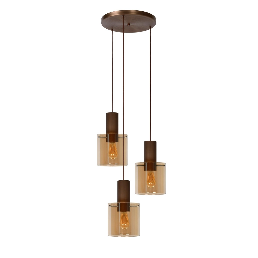 Hanglamp Toledo amber glas 3-lichts