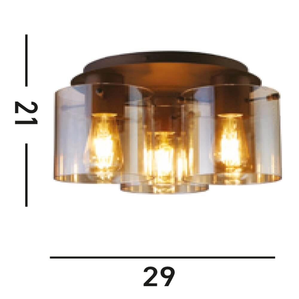 Plafondlamp 3-lichts Sweden mocha bruin Searchlight 5053423271668