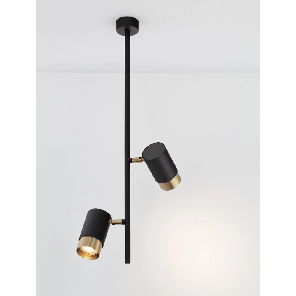 Plafondlamp Pongo dubbel zwart met goud