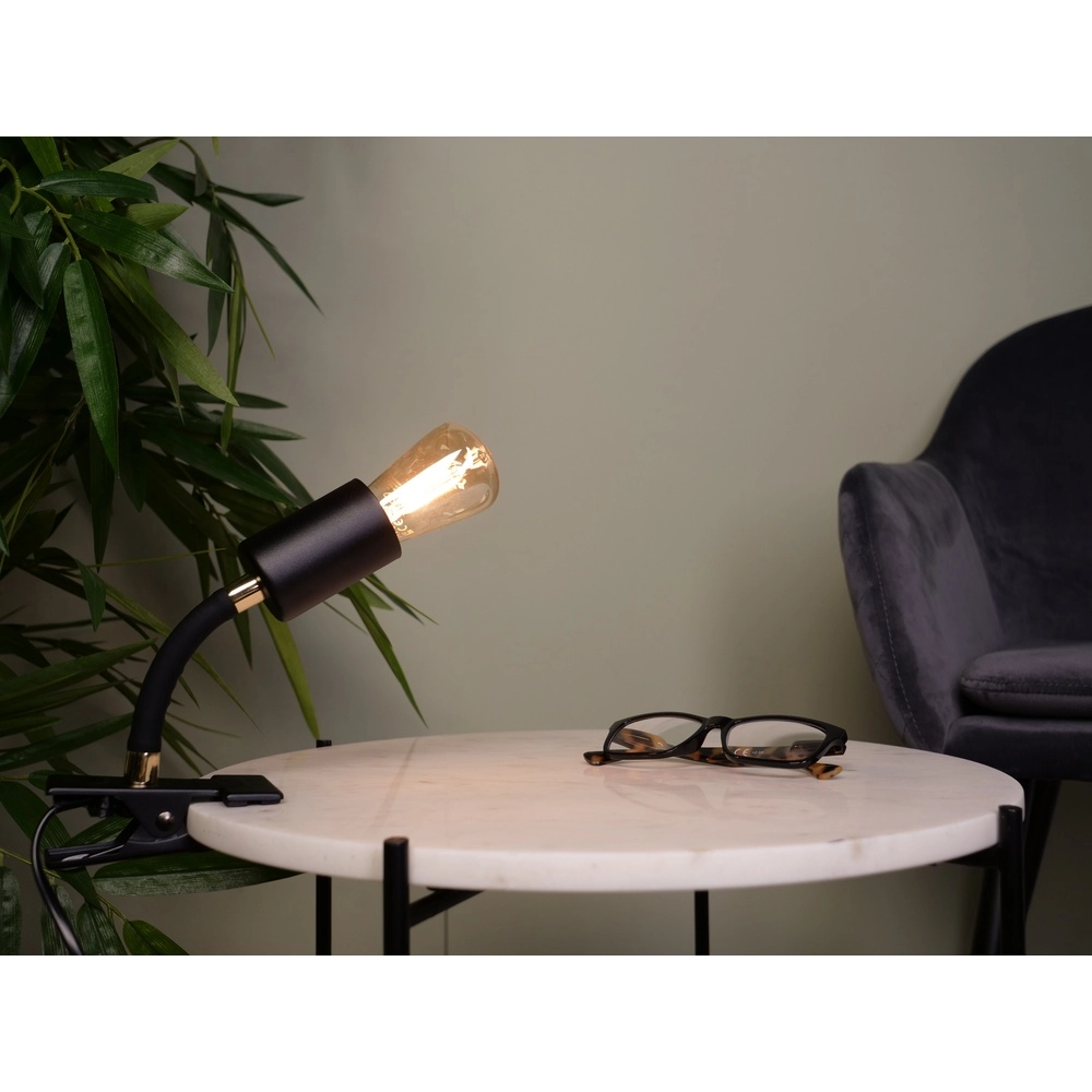 Klemspot Parrini schakelaar - zwart/messing - 1x E27 Eglo 9002759316488