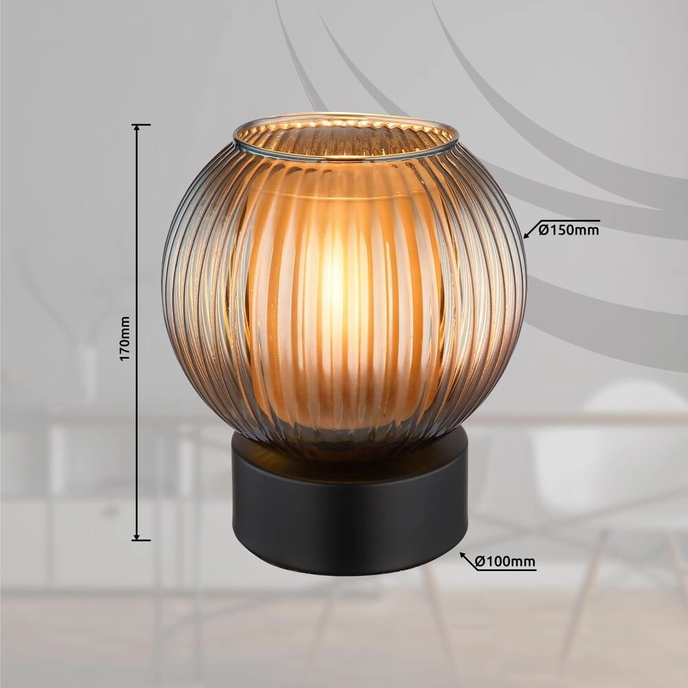 Tafellamp Zumba smoke glas Ø 15cm Globo 9007371447015