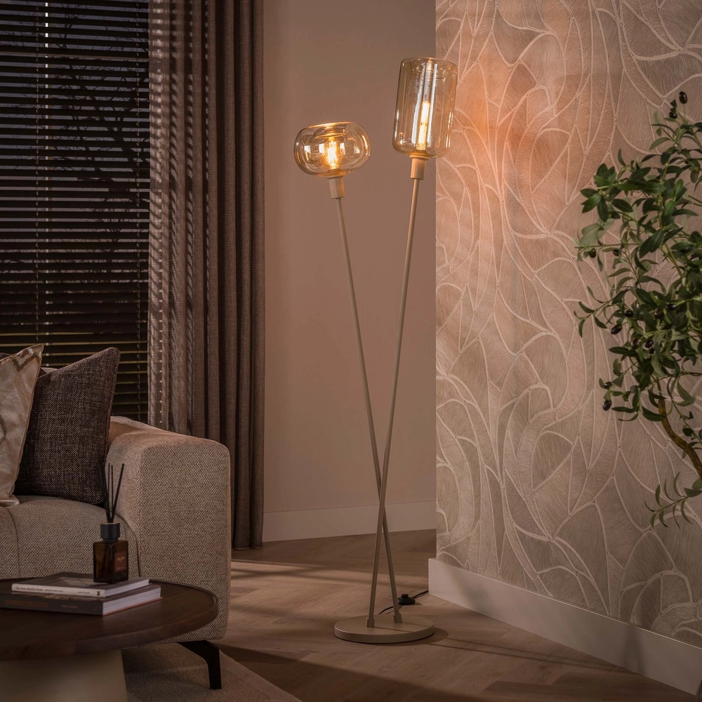 Moderne vloerlamp Serene zand bruin