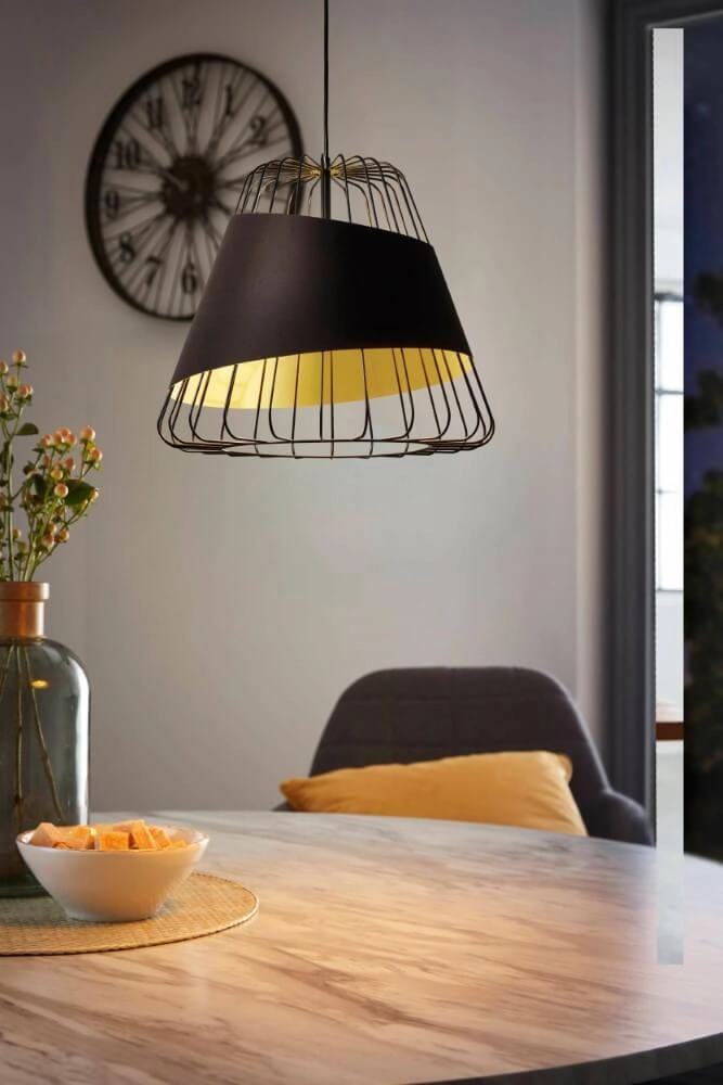 Design draadhanglamp Austell 43cm zwart met goud Eglo 9002759495091