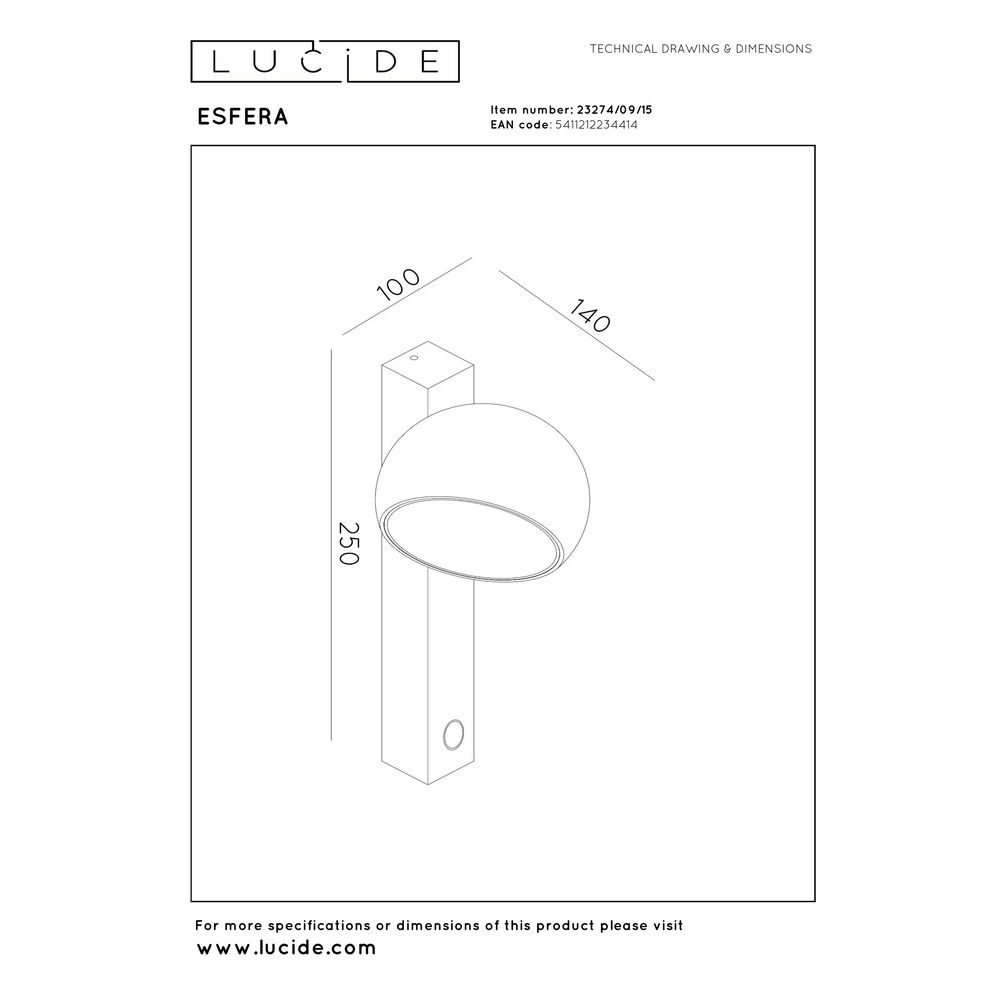 Bed leeslamp Esfera led - geborsteld Premium by Lucide 5411212234414