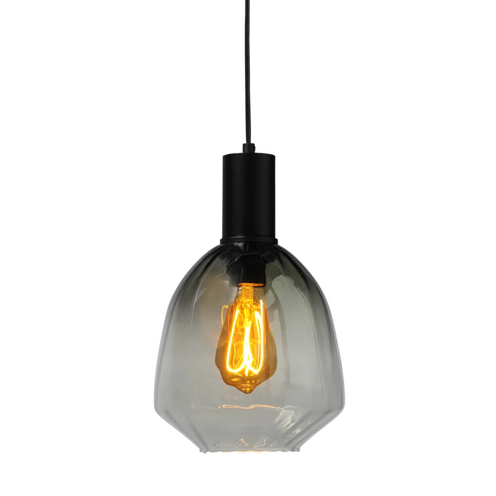 Hanglamp zwart Porto met Nicolette green glas - Ø 20cm Hanglamp zwart Porto met Nicolette green glas - Ø 20cm