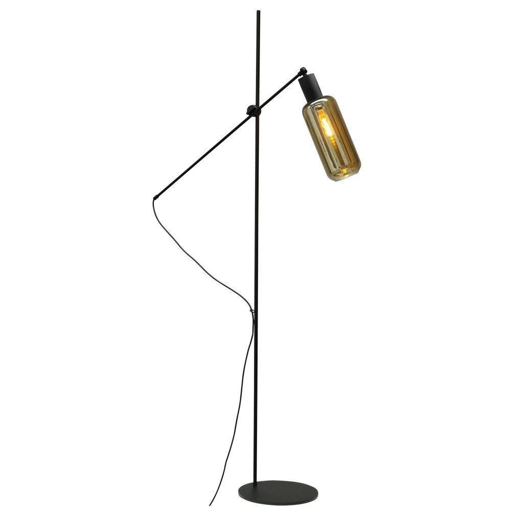 Vloerlamp zwart Bounty verstelbaar met cilindrisch glas