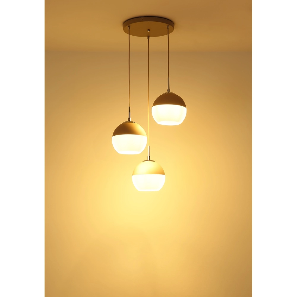 3-lichts hanglamp Ragusa rond zand bruin Globo 9007371575787