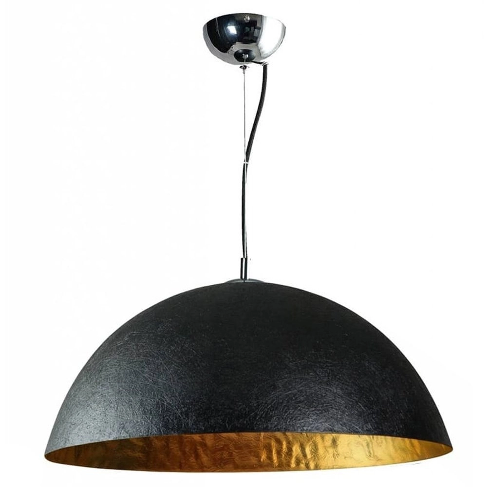 Stoere hanglamp Mezzo Tondo 70cm zwart met goud