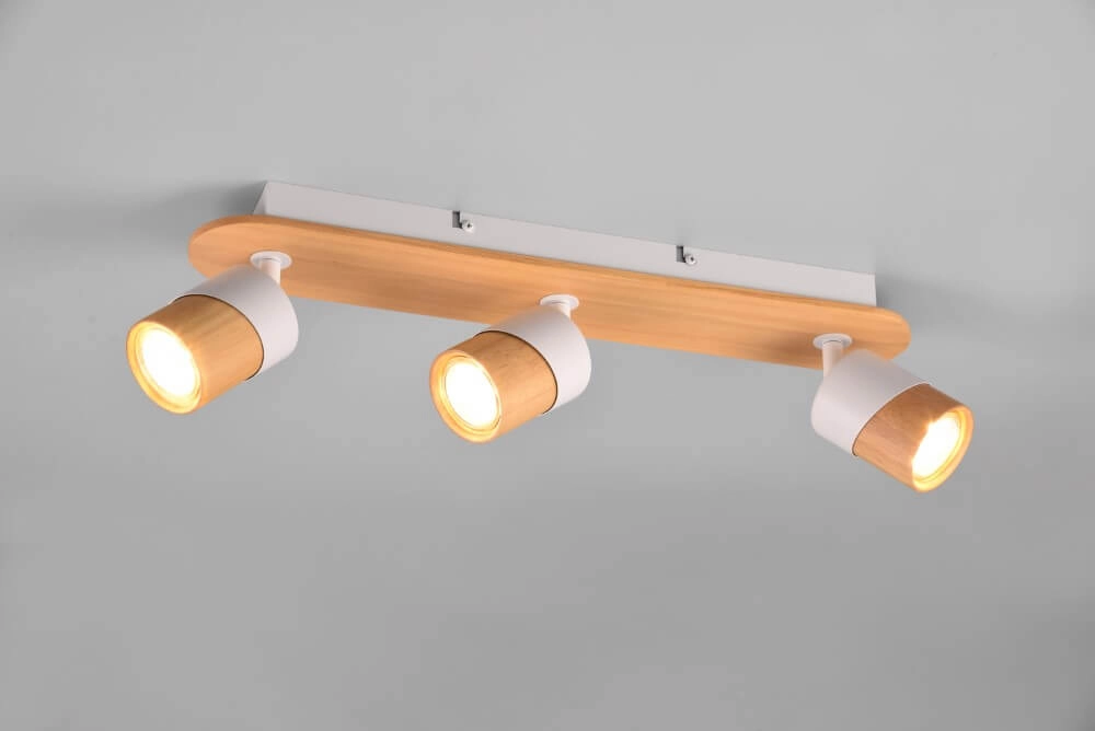 Plafondlamp hout met wit Aruni 3-lichts Trio 4017807565676