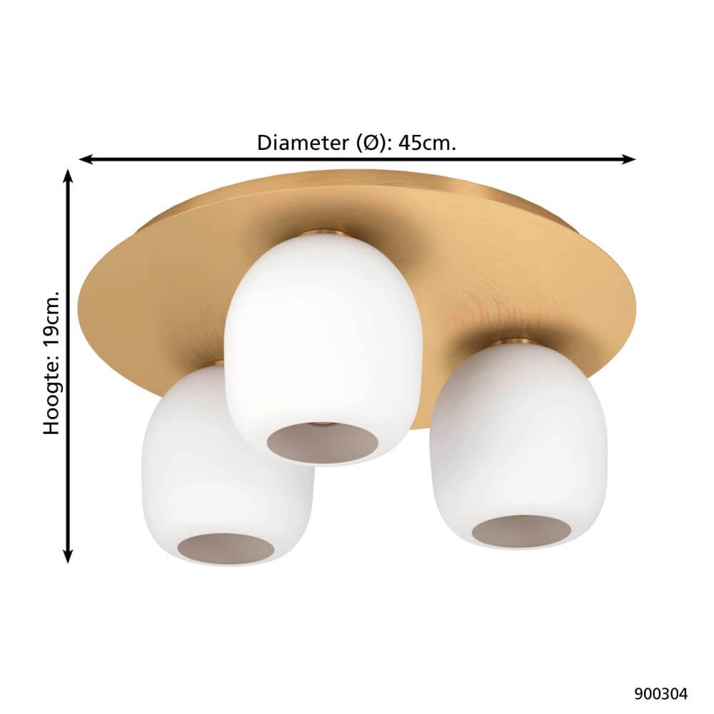 Gouden plafondlamp Manzanares met wit glas Eglo 9008606235896