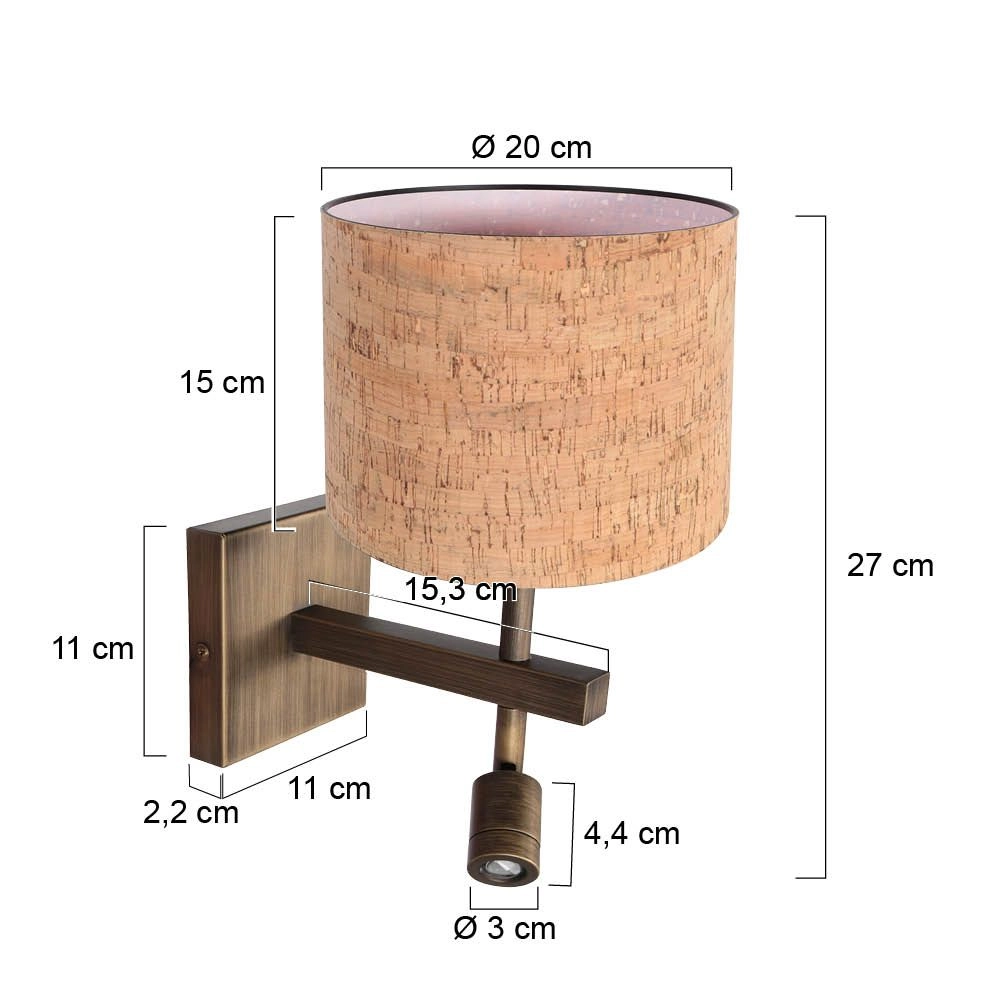 Wandlamp Stang met kurk kap Steinhauer 8712746189636