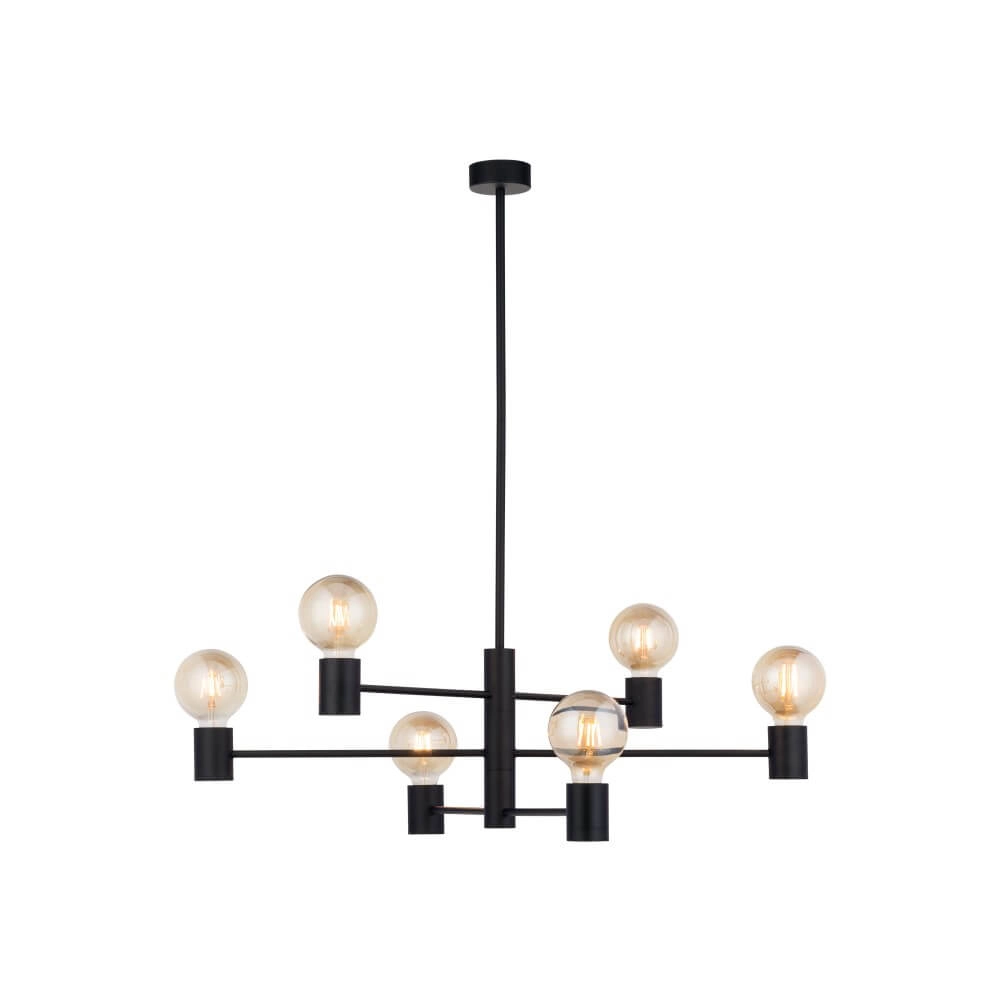 Zwarte hanglamp Radius 6-lichts