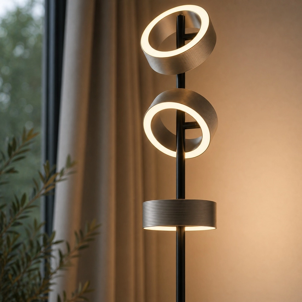 Design vloerlamp Axion zwart met bruin Brilliant 4004353477171