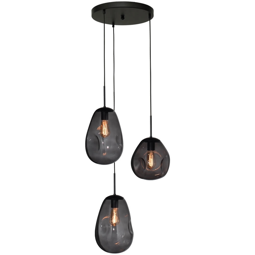 Pendel hanglamp Lava 3x smoke glas Pendel hanglamp Lava 3x smoke glas