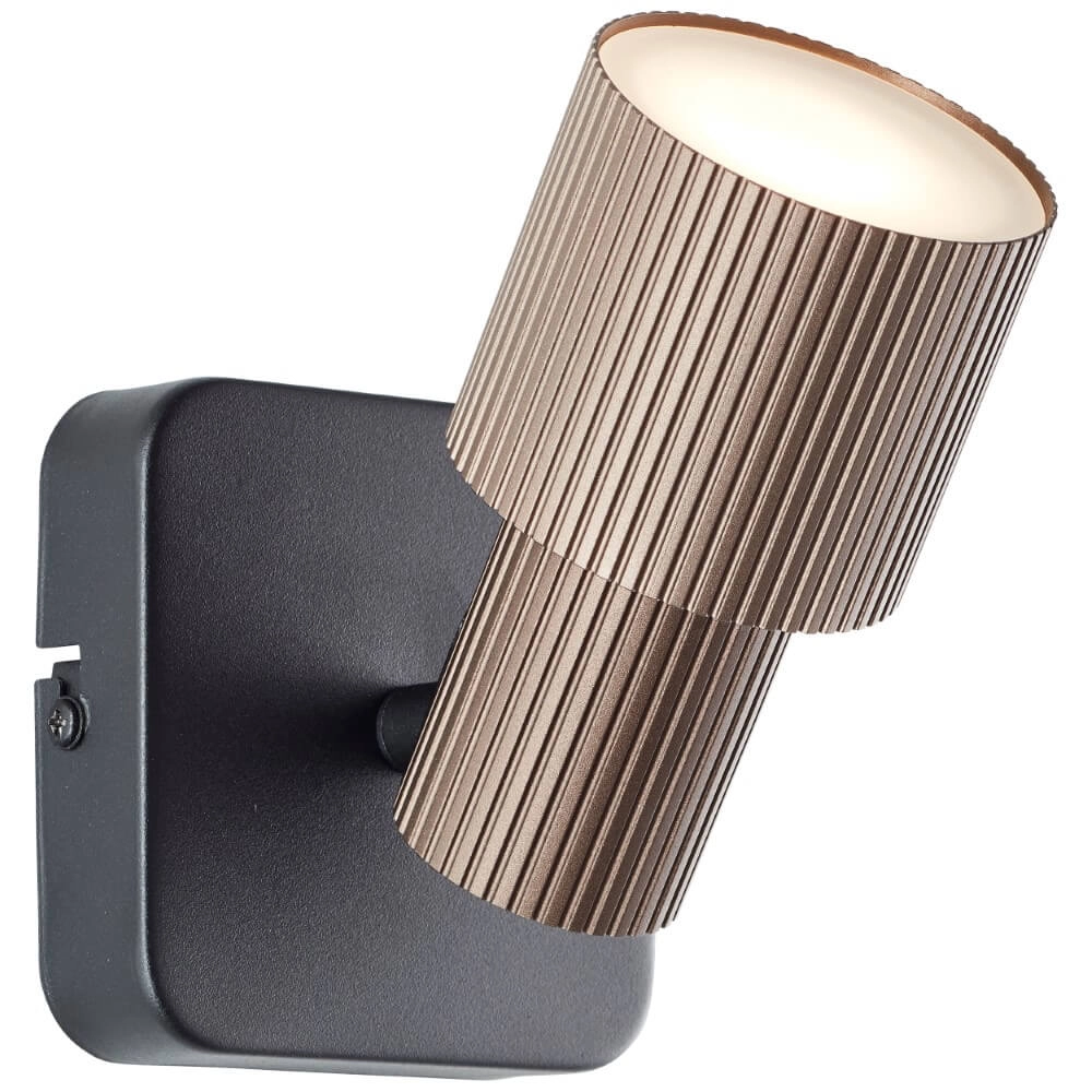 Opbouwspot Cadiz zwart met brons Brilliant 4004353441264