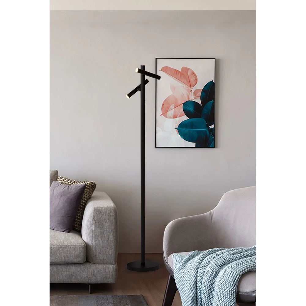 Vloerlamp Rechargeable zwart 2-lichts Searchlight 5053423298856