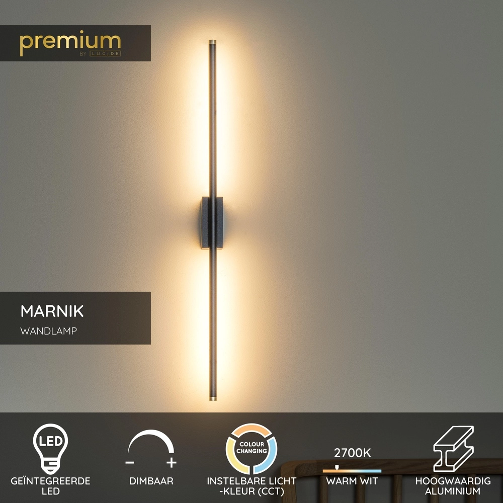 Wandlamp Marnik 59cm zwart Premium by Lucide 5411212421166