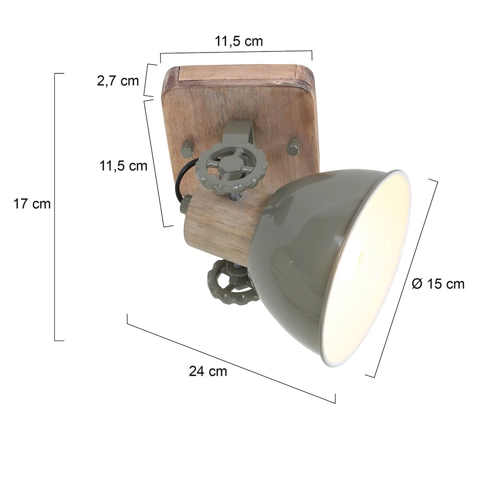 Retro wandlamp Gearwood retro groen met houtbruin Steinhauer 8712746122701