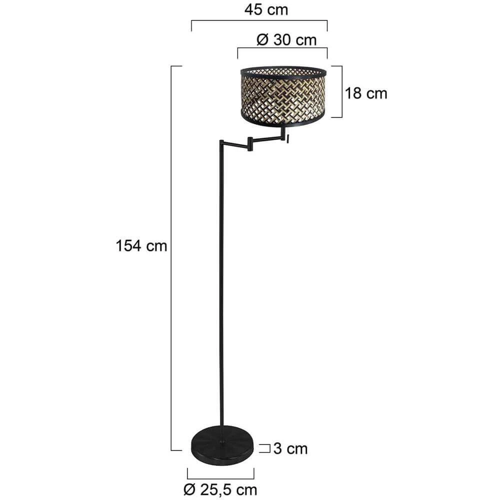 Vloerlamp Bella zwart met bamboe kap Steinhauer 8712746174588