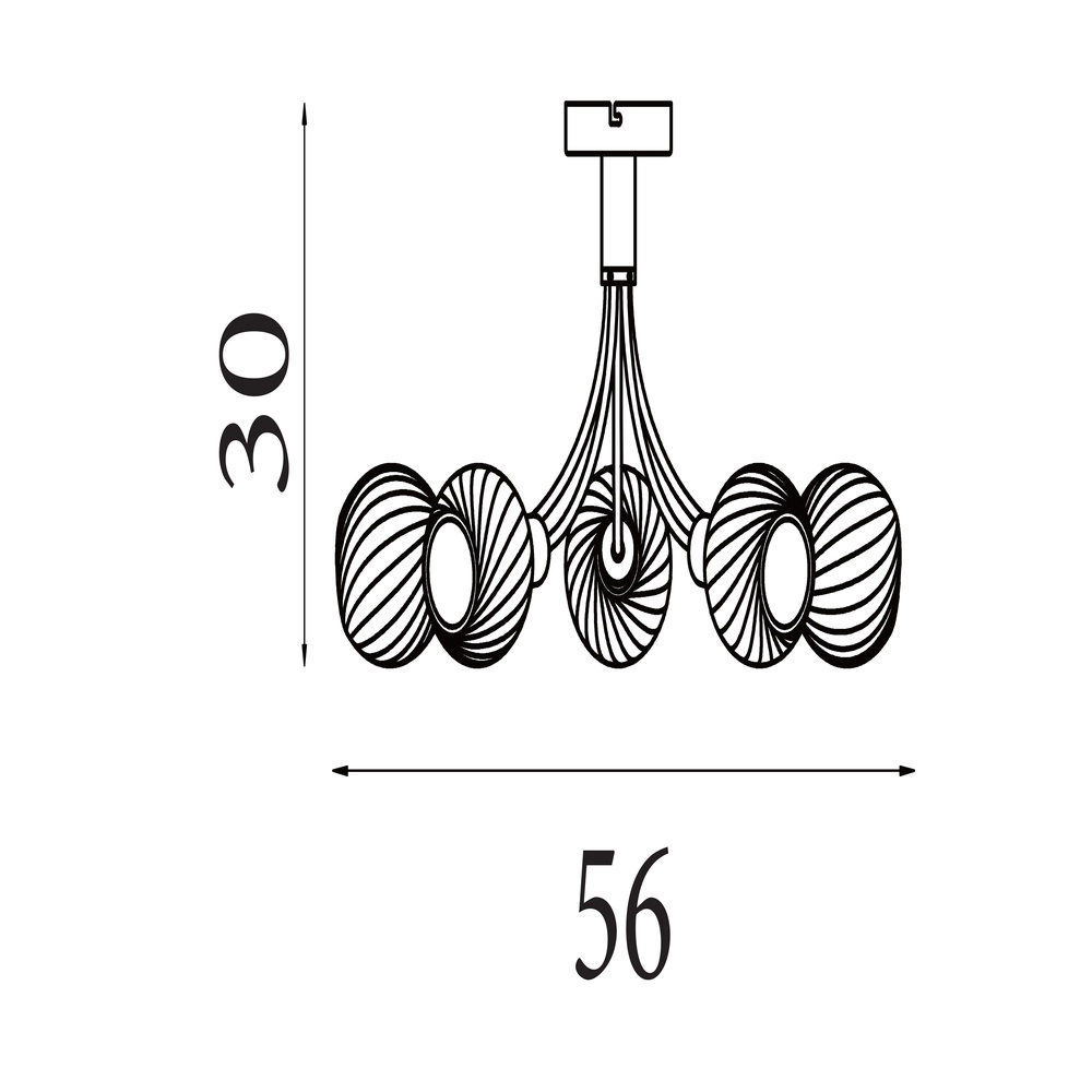 Plafondlamp Nova zwart 5-lichts Searchlight 5053423301785