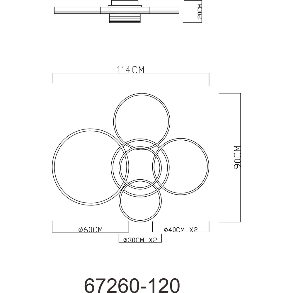 Plafondlamp Rubio grijs 5 ringen Globo 9007371422913