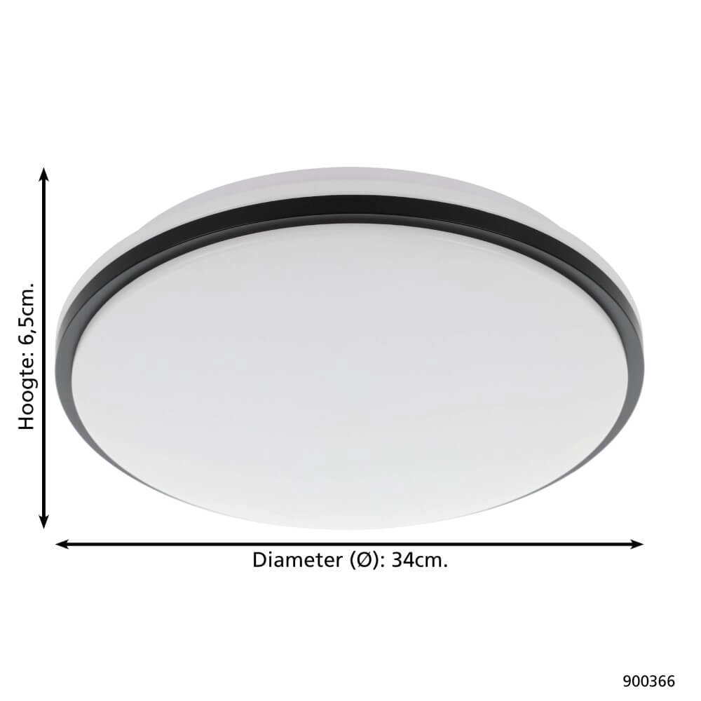 Badkamer plafondlamp Pinetto Ø 34cm - zwart Eglo 9008606235971