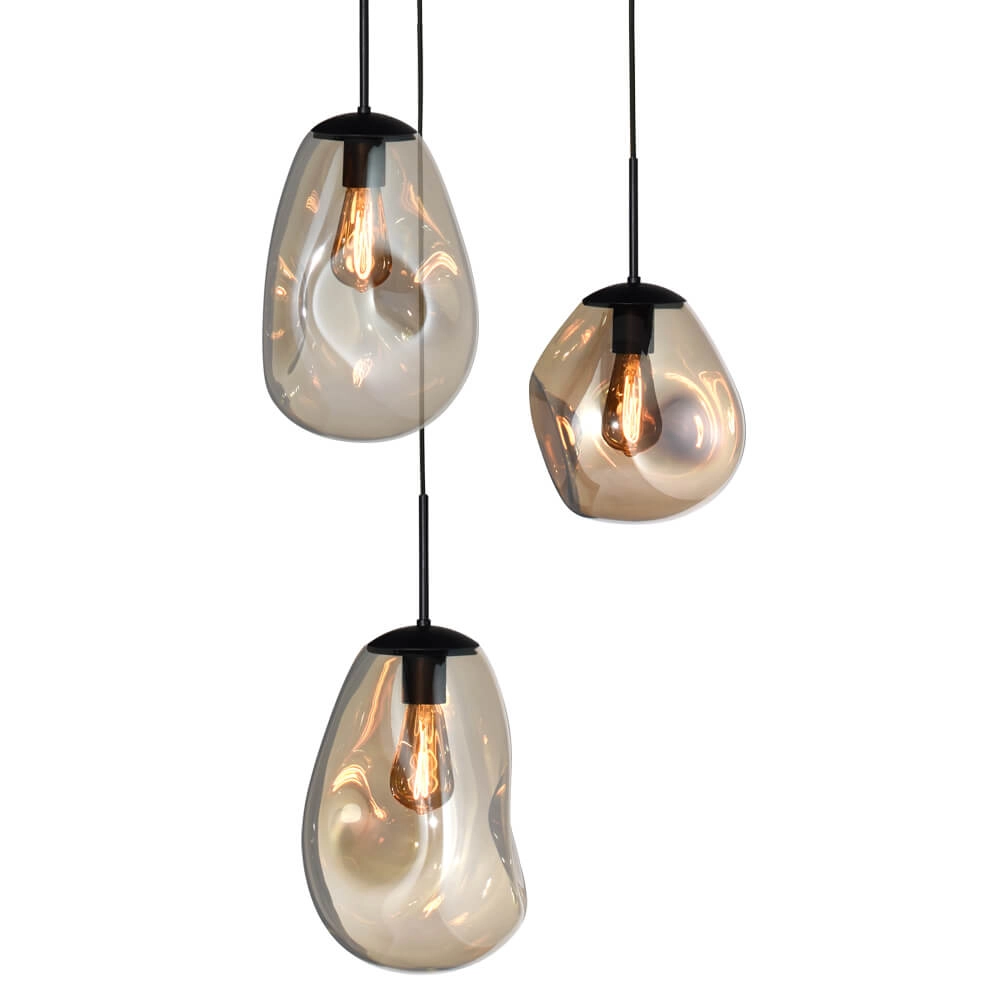 Pendel hanglamp Lava 3x goud glas Masterlight 8718121286419