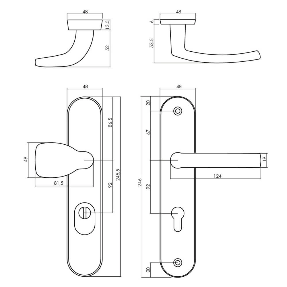 Voordeurbeslag Vurano PC 92mm chroom Intersteel 8714186436660