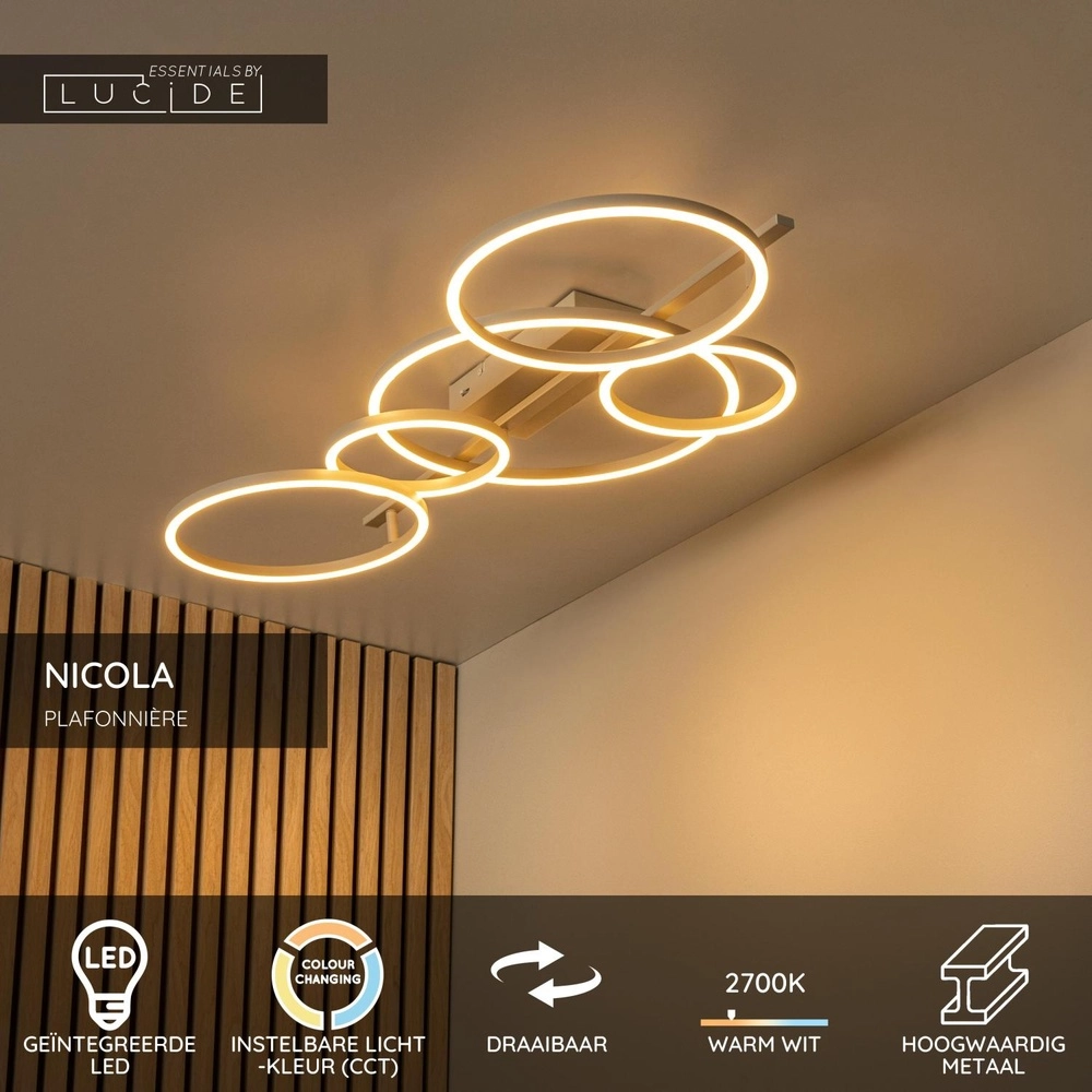Moderne plafondlamp Nicola zand bruin Lucide 5411212531186