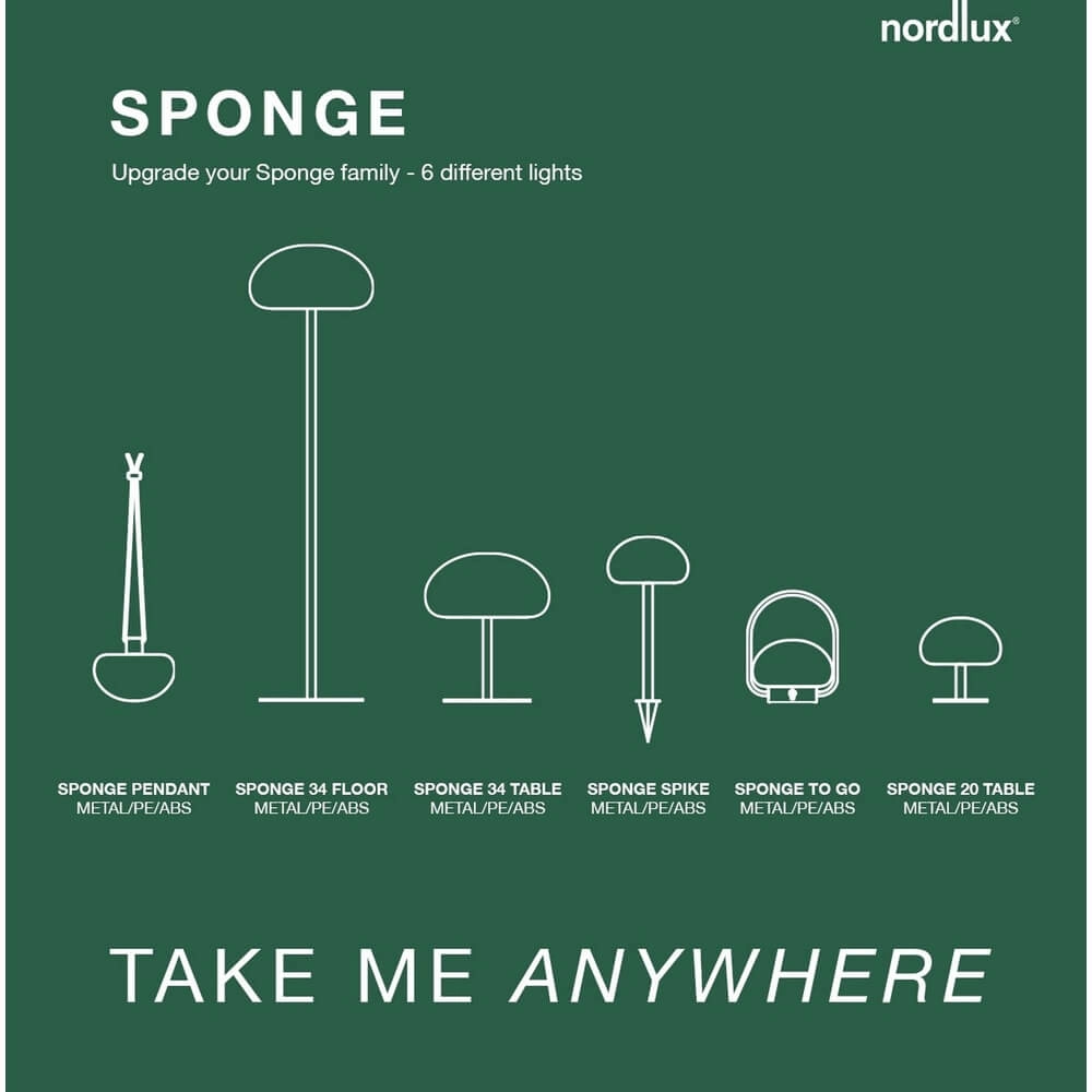 Tafellamp Sponge wit oplaadbaar Ø 20cm Nordlux 5701581496989