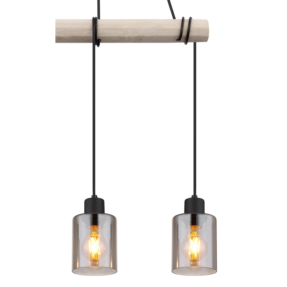 3-lichts hanglamp Hadera zwart met smoke glas Globo 9007371438419