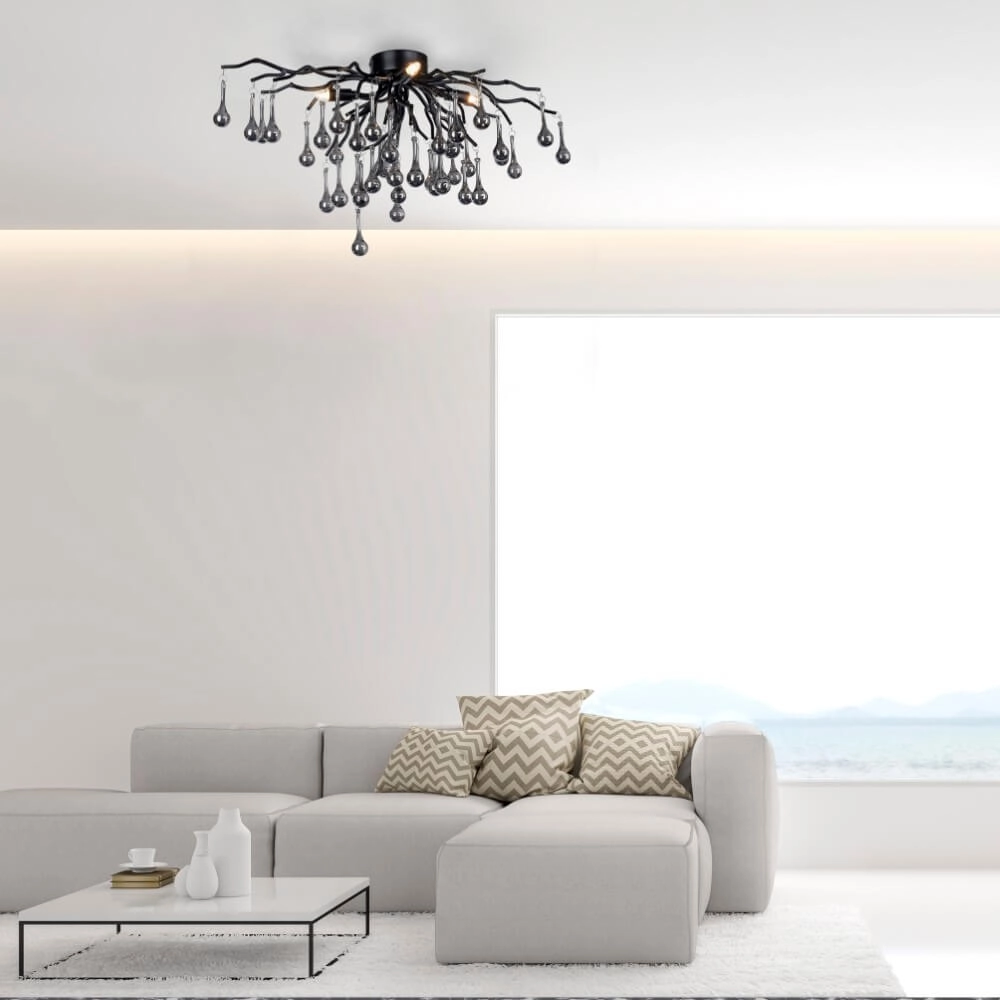 Kroonluchter Icicle zwart 60cm Paul Neuhaus 4012248377574