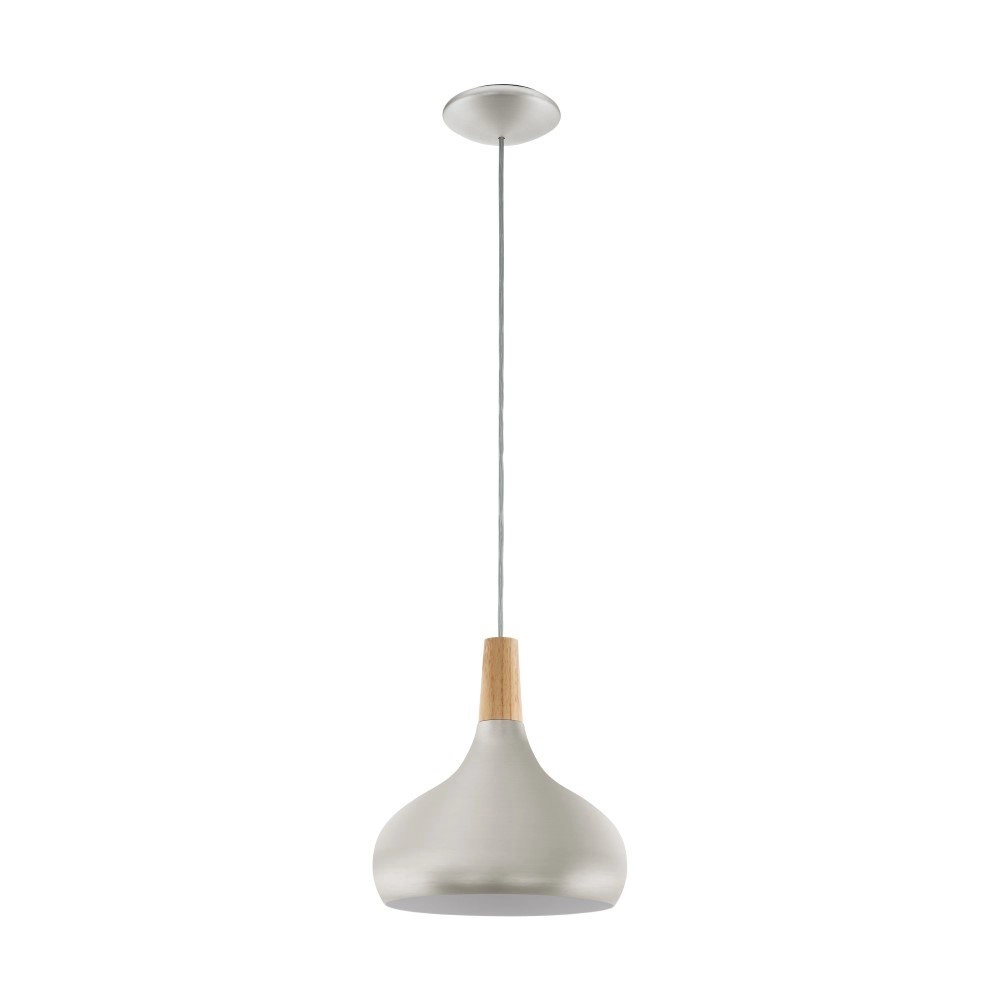 Moderne hanglamp Sabinar 28cm RVS met houtbruin Eglo 9008606300006