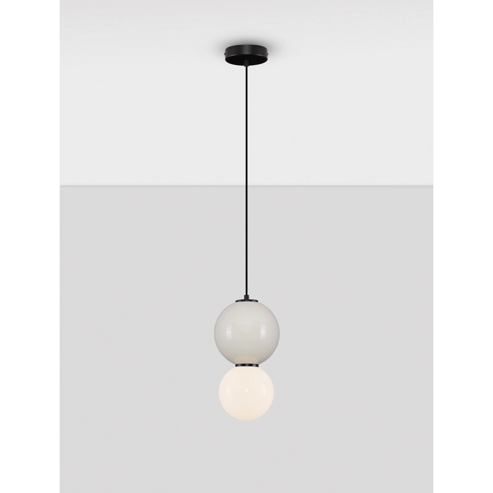 Hanglamp Noesis Ø 18cm licht grijs met wit Lyora 5212017483652