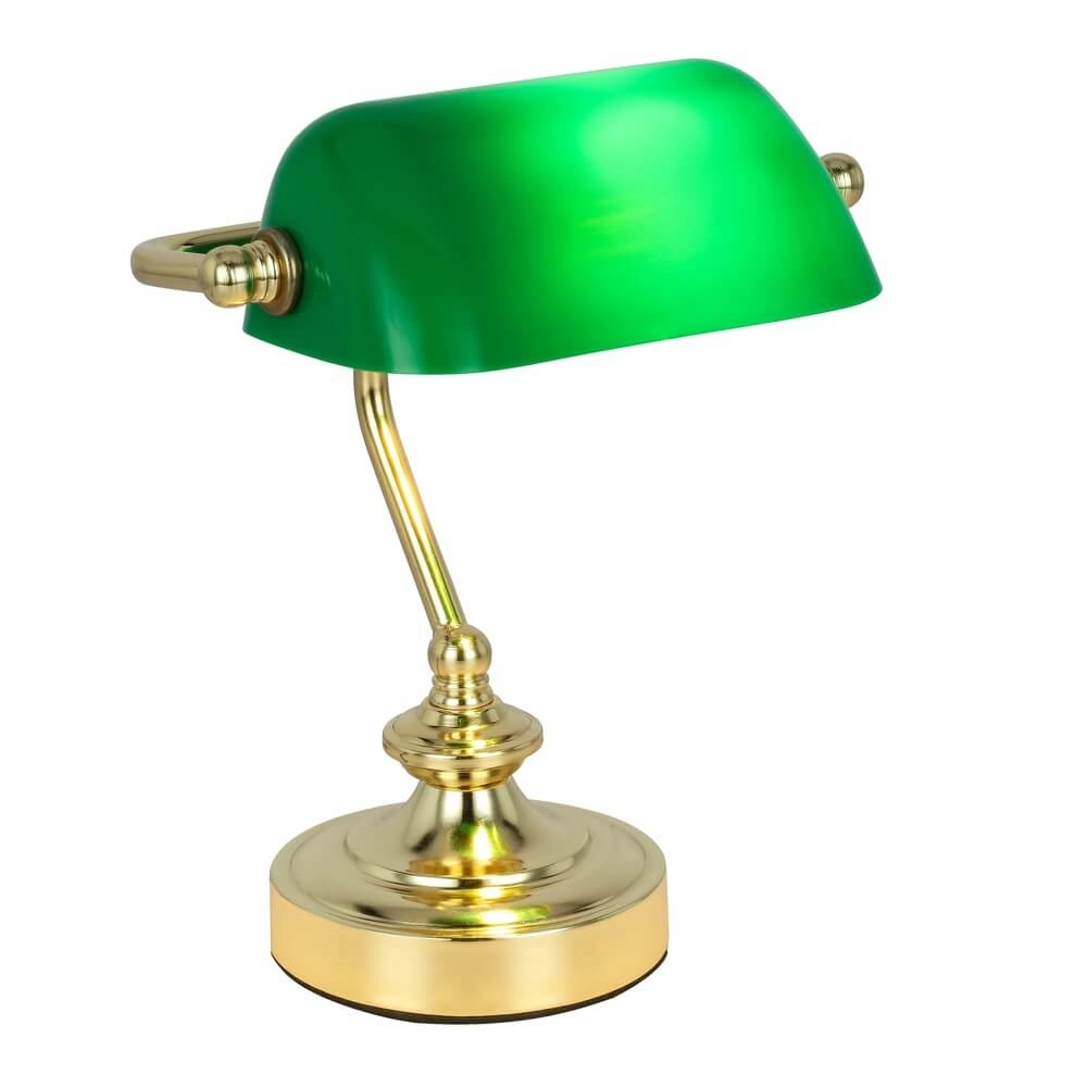 Klassieke bureaulamp Antique goud met groen glas