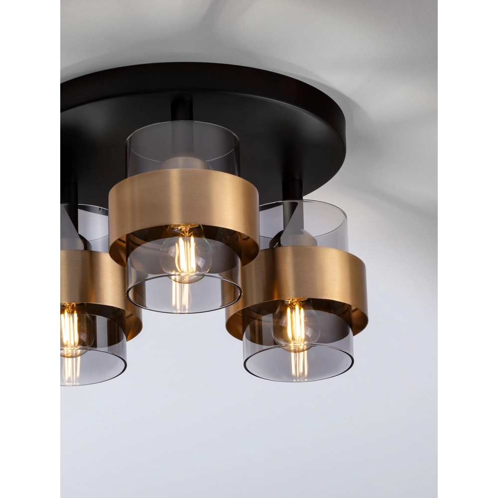 Plafondlamp Sianna Ø 37cm zwart met goud Lyora 5212017445452