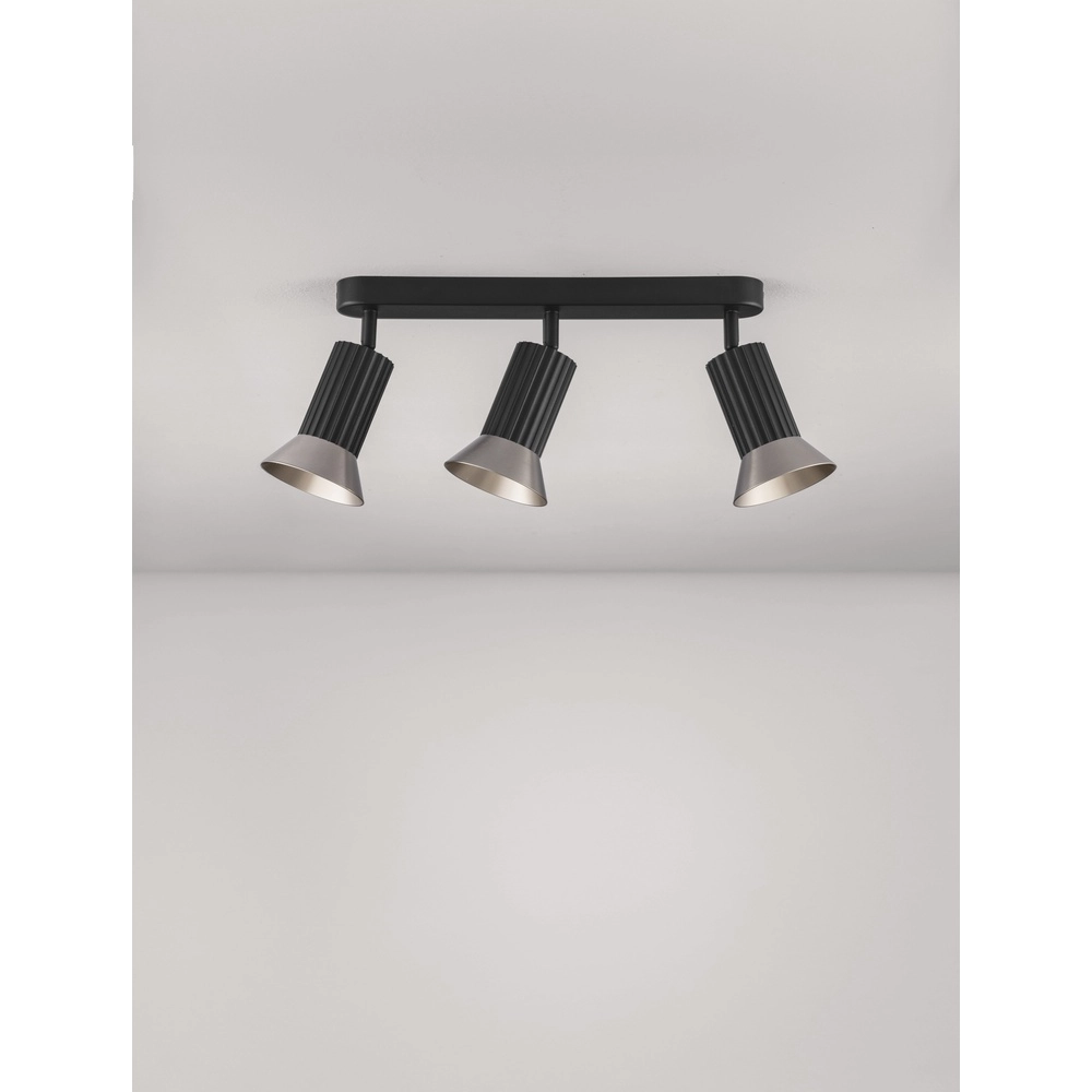 Plafondlamp Luvia 3-lichts zwart met brons