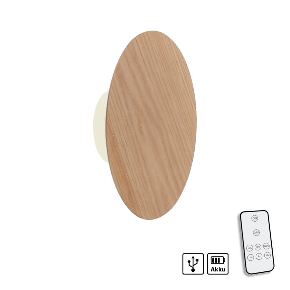 Design wandlamp Akku Puntua Ø 25cm hout Paul Neuhaus 4012248375792