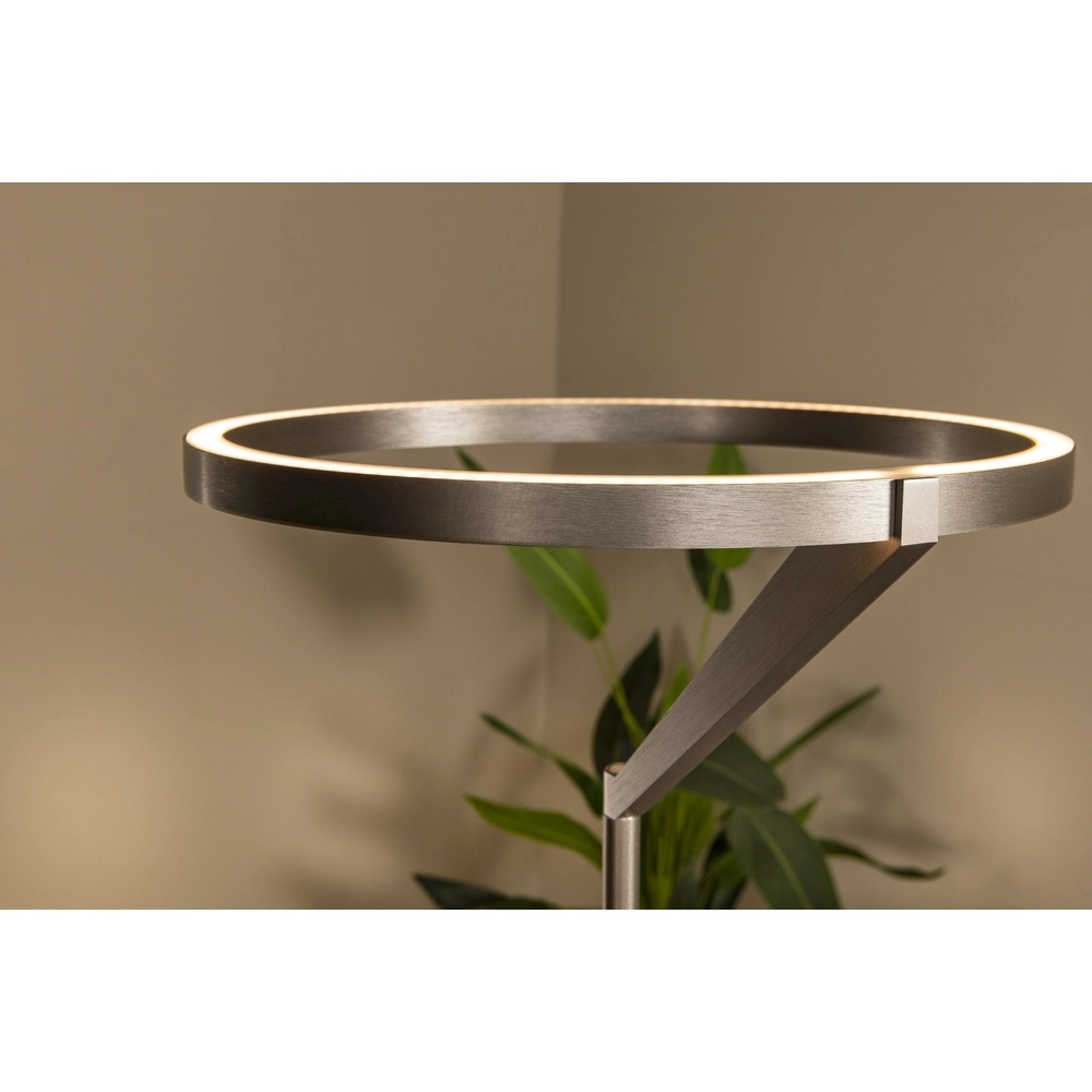 Strakke vloerlamp met leeslamp Applause geborsteld metaal - led Premium by Lucide 5411212221865