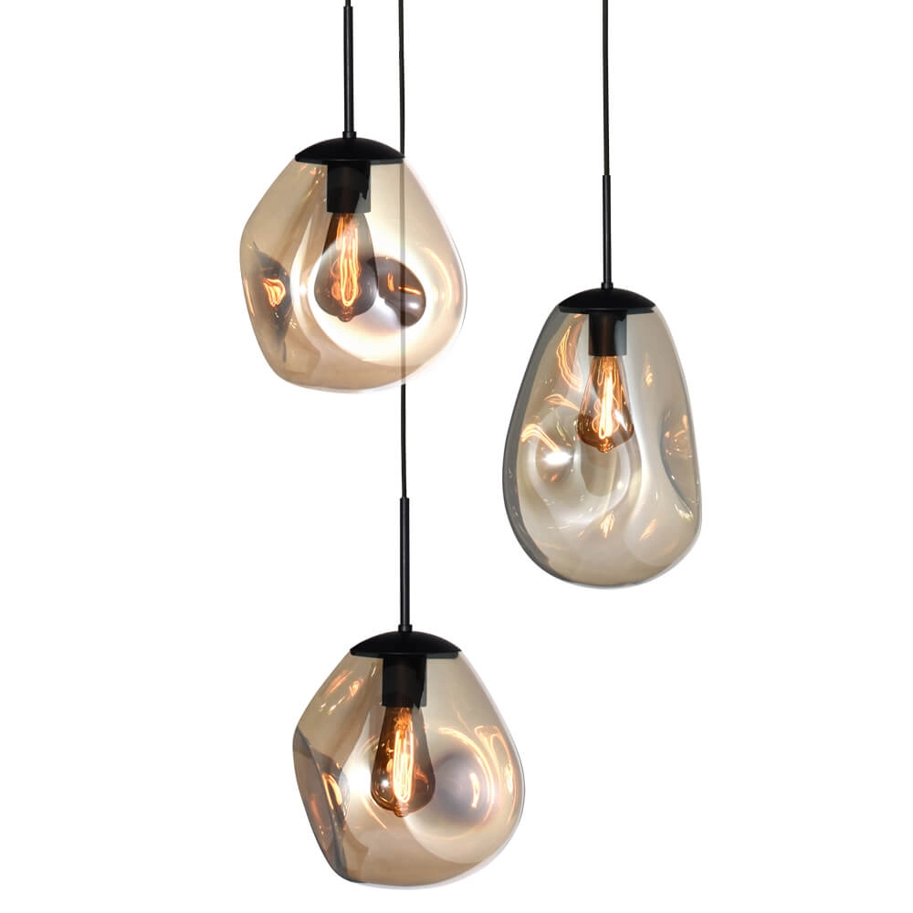 Pendel hanglamp Lava 3x goud glas Masterlight 8718121286426