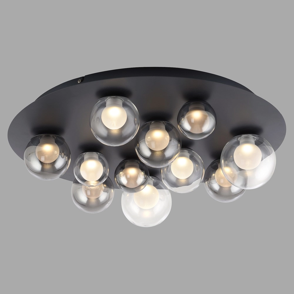 11-lichts plafondlamp Pure Popup Mystic grey met smoke glas