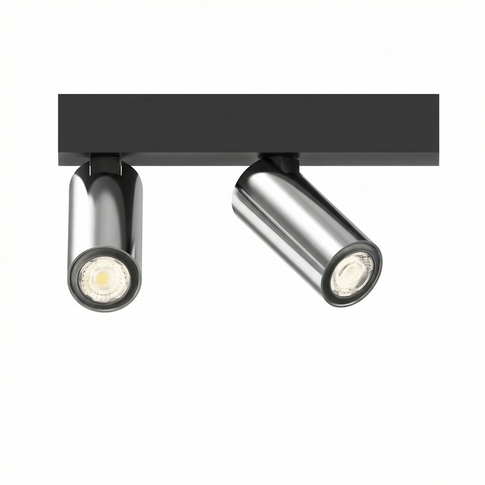 2-lichts opbouwspot Tevo Mini zwart met chroom