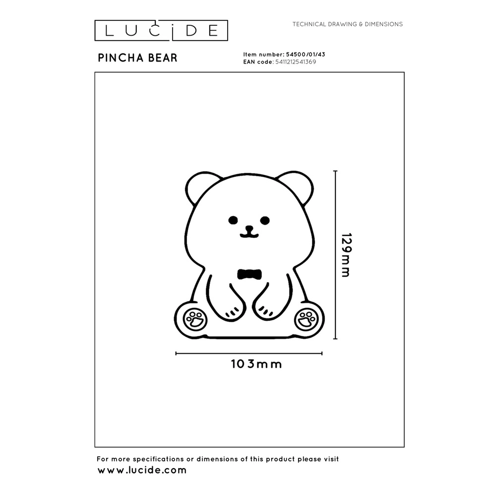 Kinderkamer nachtlampje Pincha Bear beertje Lucide 5411212541369