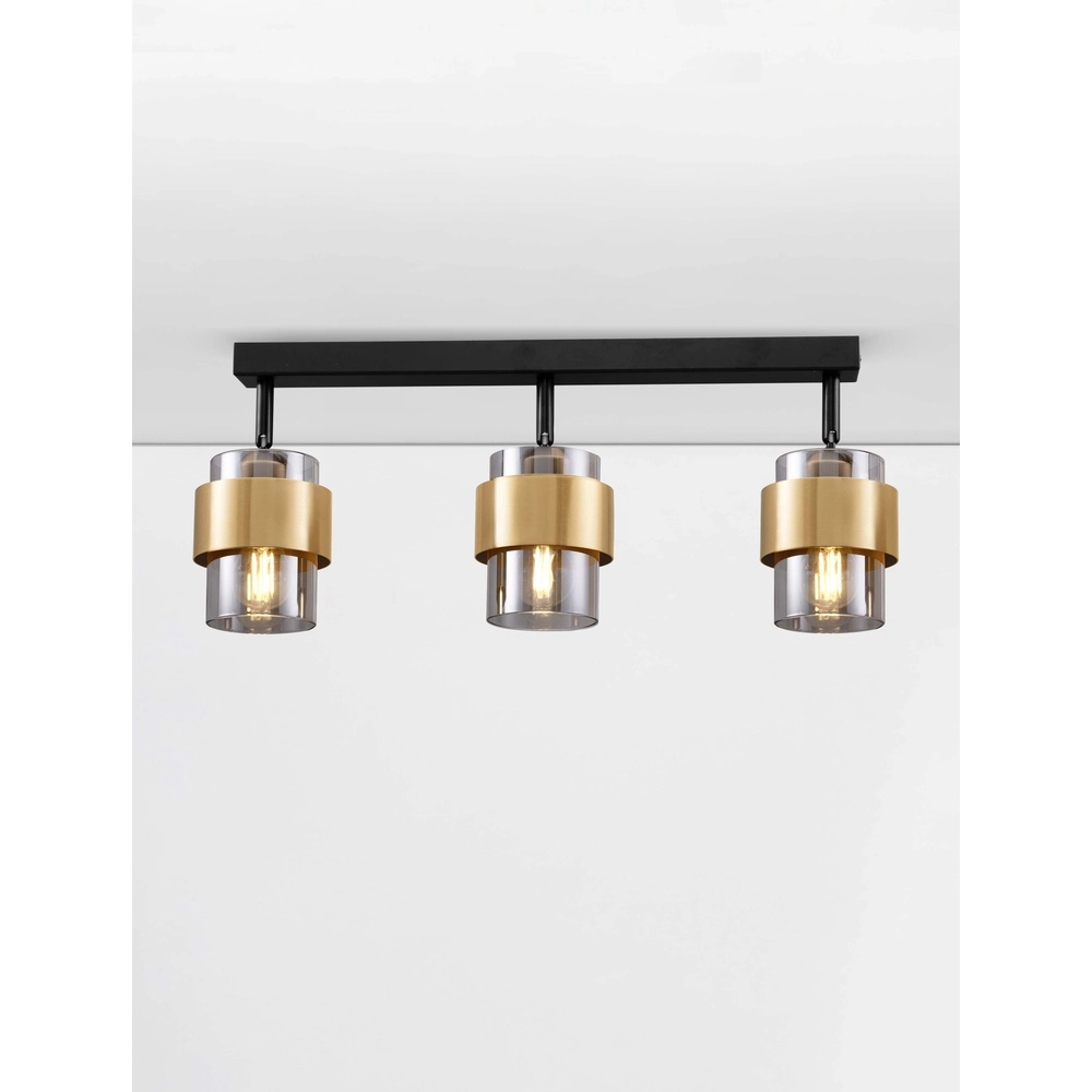 Plafondlamp Sianna 3-lichts zwart met goud