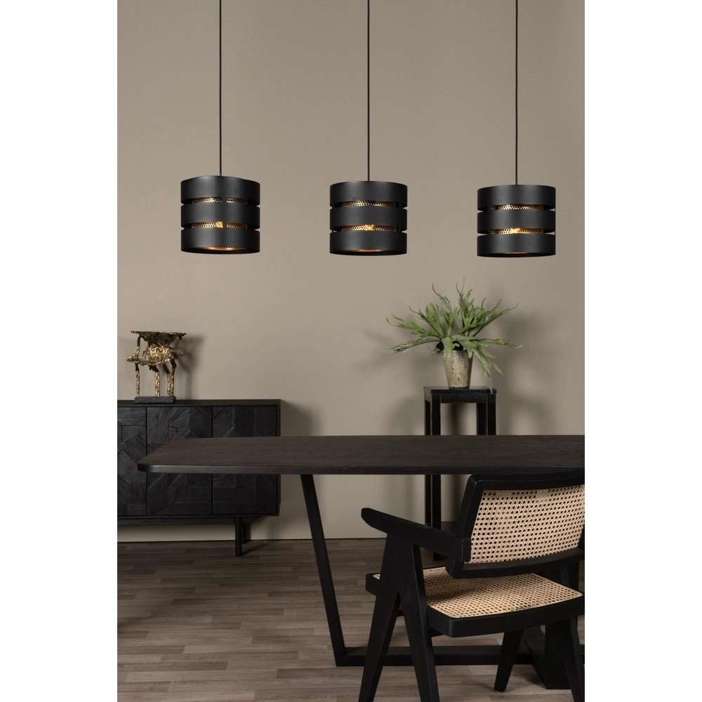 Hanglamp Rosas 3-lichts zwart met goud Lucide 5411212211828