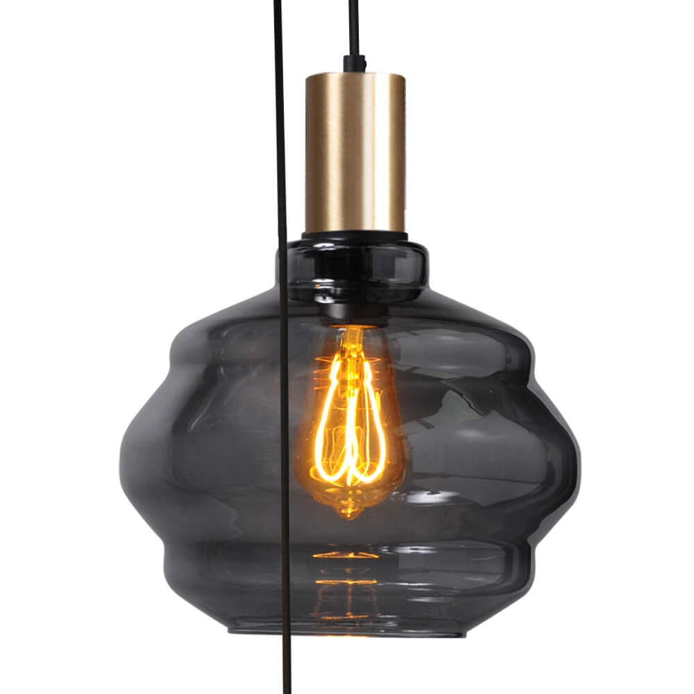 5-lichts vide hanglamp - goud - Porto met Ball glazen Masterlight 8718121271262