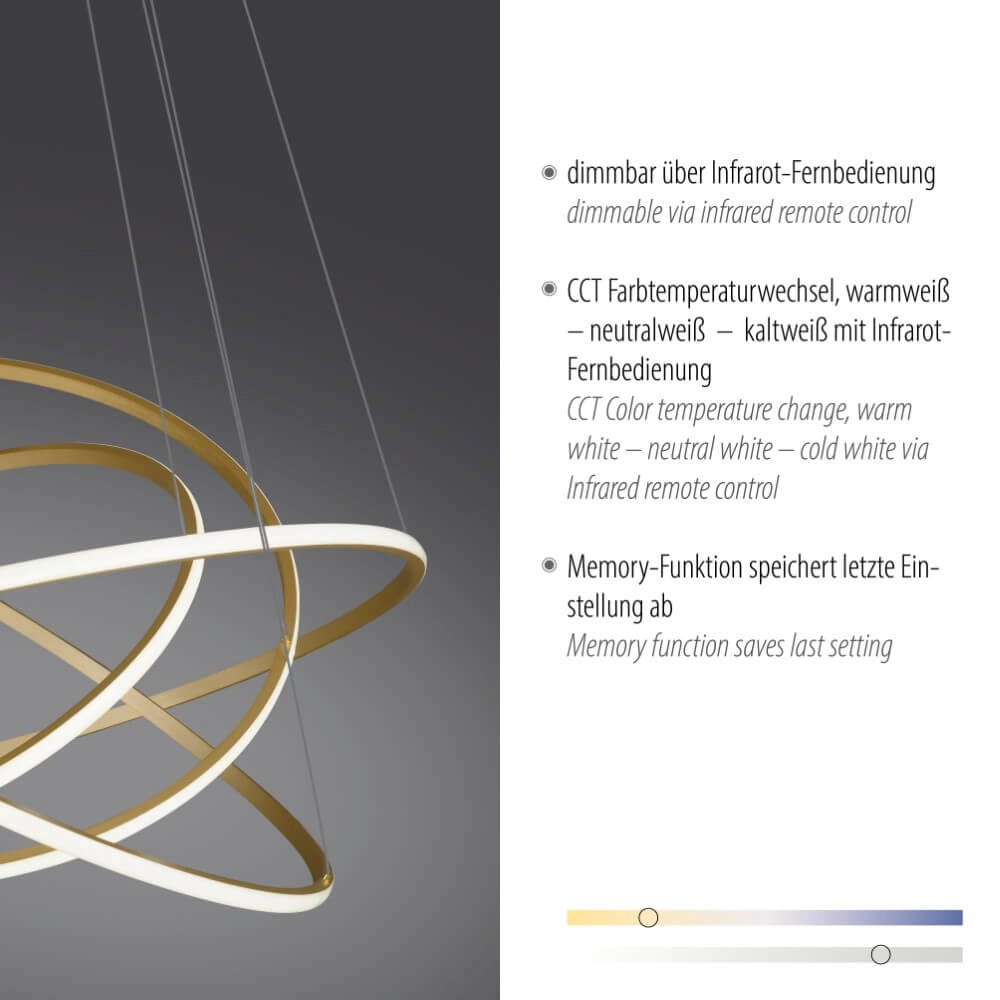 Moderne hanglamp Tessara messing Paul Neuhaus 4012248372661
