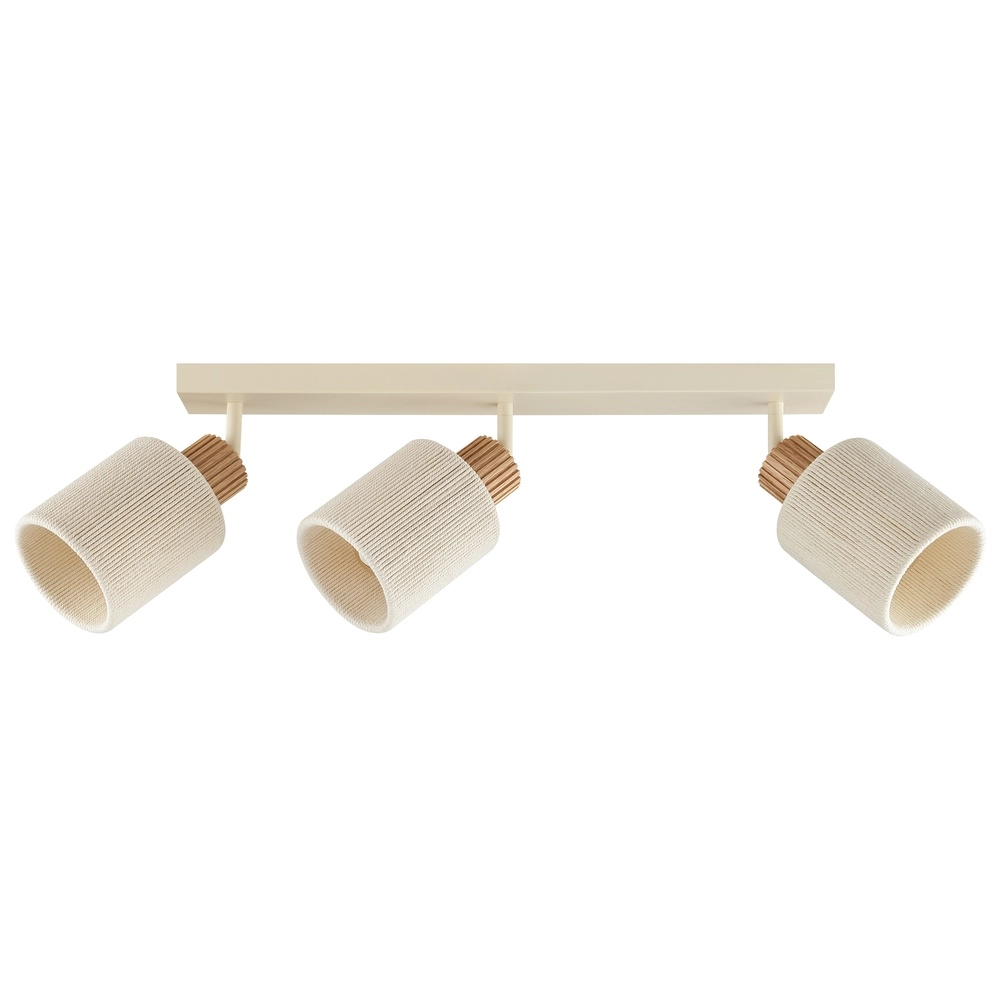 Plafondlamp Arlo zand bruin met hout 3-lichts Brilliant 4004353477058