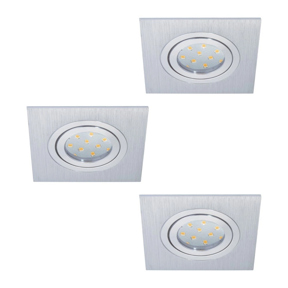 Inbouwspot Areitio Square set van 3 metaalgrijs Inbouwspot Areitio Square set van 3 metaalgrijs