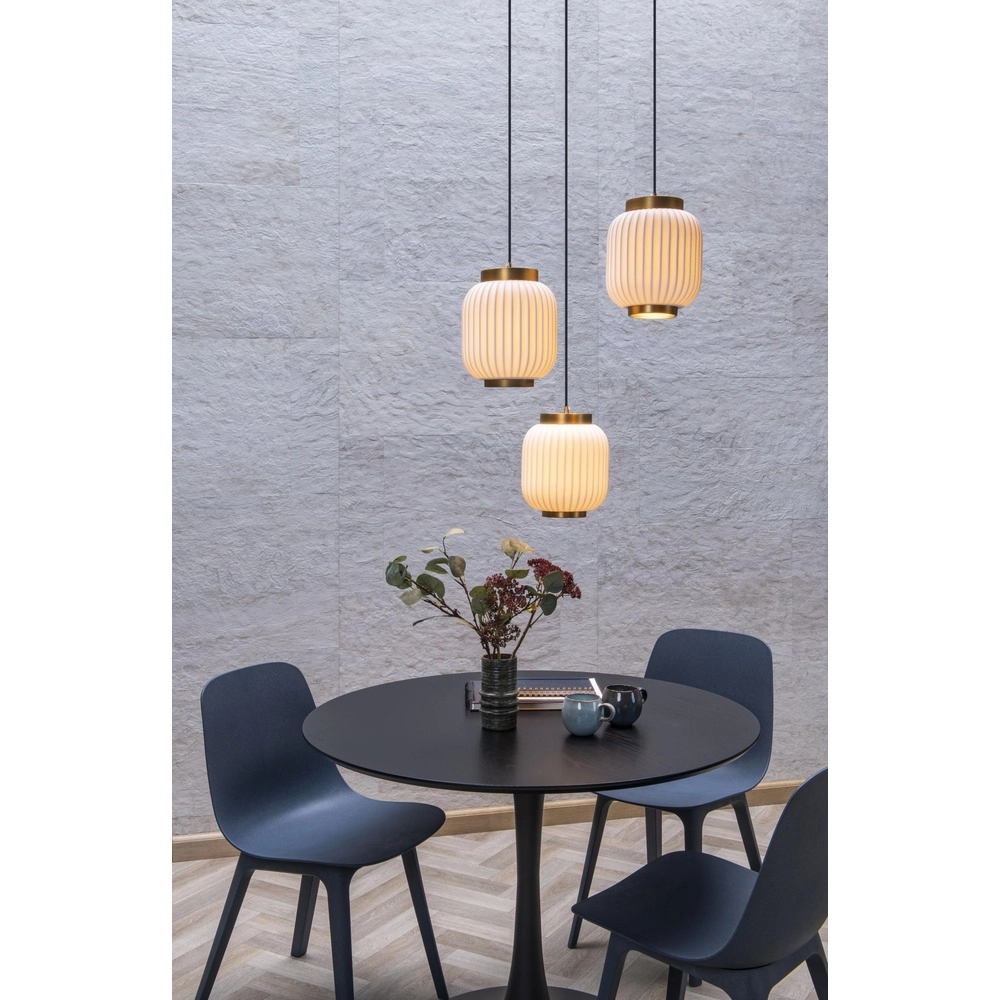 Design hanglamp Gosse 3-lichts goud met wit Lucide 5411212134189
